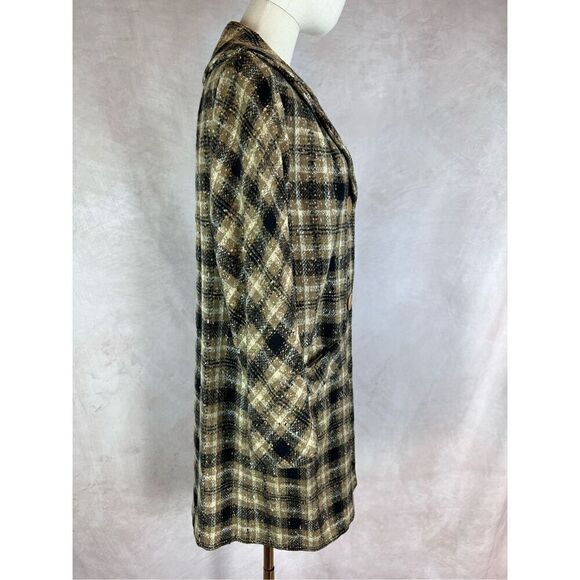 Vintage 1950s Plaid Wool Outer Coat Mod MCM Mad Men - Picture 4 of 10
